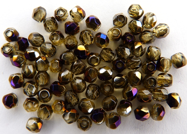 0030231 Topaz facet met purple Iris coating, 3 mm.-0