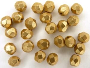 0030250 Matte Metallic Gold Flax facet 6 mm. 25 pc-0