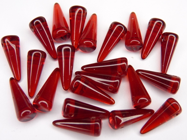 0050052 Spike Beads Siam 5 x 13 mm. 22 stuks-0