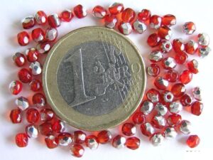 0050204 Light Siam ( rood)facet met half zilverkleur 3 mm-0