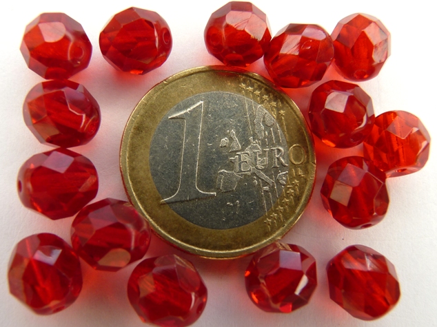 0050223 Siam Ruby facet, firepolished 8 mm. 15 Pc.-0