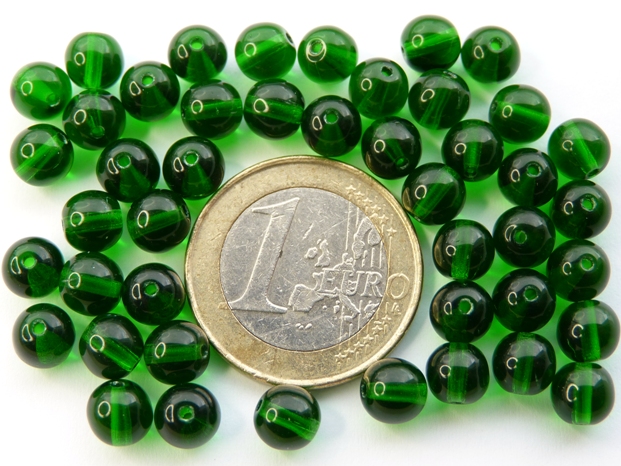 0100128 Medium Green round 6 mm. 45 Pc.-0