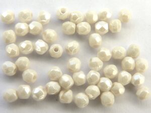 0140209 White met Luster facet, 3 mm. 50 Pc.-0