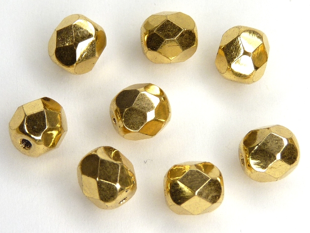 0150167 Aurum ( goud coated) facet 6 mm. 8 Pc.-0