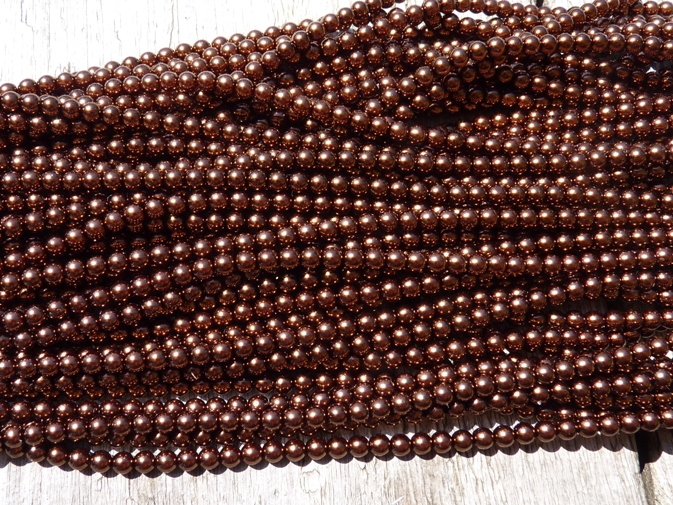 04-132-19001-70819 Shiny Chocolate Glass Pearl 4 mm. 120 Pc.-0