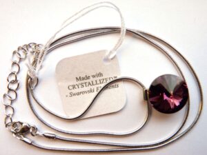 Ketting, Elin met een Amethyst Swarovski rivoli.-0