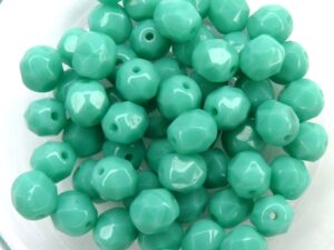 0100513 Opaque Green Turquoise facet, 6 mm. 18 Pc.-0