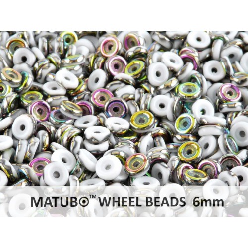 WB-03000-28101 Chalk White Vitrail Matubo® Wheel Beads Ø 6 mm. 10 gram-0