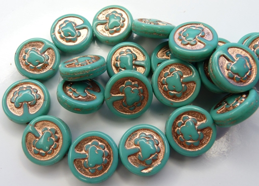 0100051 Opaque Green Turquoise, Copper decor, Live Tree 10 Pc.-0