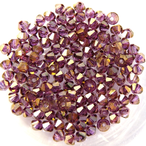 03-MC-00010-14496 Bicone, Crystal Violet Luster, 3 mm. 50 Pc.-0