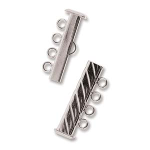 SP4Clasp Fluted Rectangle 4 strand Slide Lock Clasp, Silver Plated-0