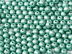 04-R-02010-29455 Alabaster Metallic Mat Teal Round 4 mm. 100 Pc.-0