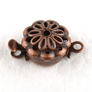 0160137 Box Clasp, Flower, Antique Copper Color-0