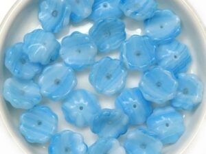 0090222 Opaque Aquamarine/White Mix Flower 20 Pc.-0