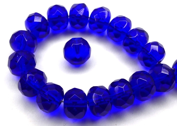 0090377 Cobalt Blue, Rondelle Facet 9 x 6 mm. 15 Pc.-0