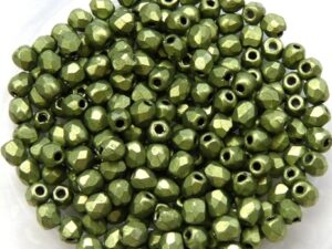 0100428 Matte Metallic Green Facet, 3 mm. 65 Pc.-0