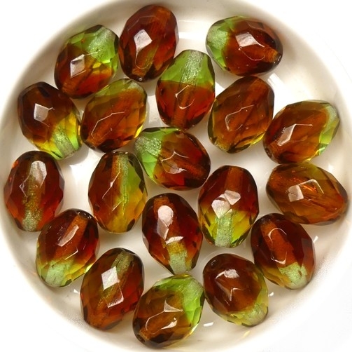 0100485 Olivine / Dark Topaz Mix Oval Facet 13 x 10 mm. 6 Pc.-0