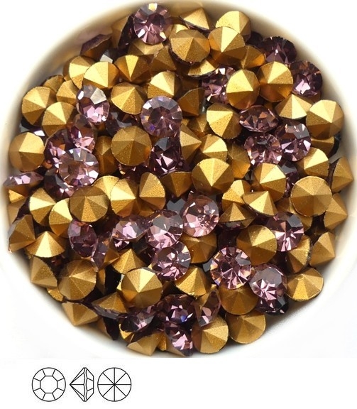 SS29-MCC-20020-98521 Light Amethyst Gold Foiled Chaton 6 mm. 12 Pc.-0