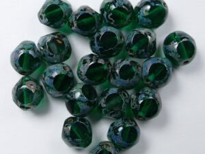 0100526 Emerald Picasso Soccer Bead 8 mm. 10 Pc.-0