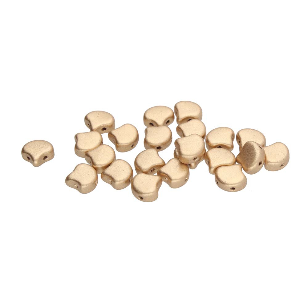 GIN-00030-01710 Matubo 2 Hole Ginko Bead Matte Metallic Flax 10 gram-0