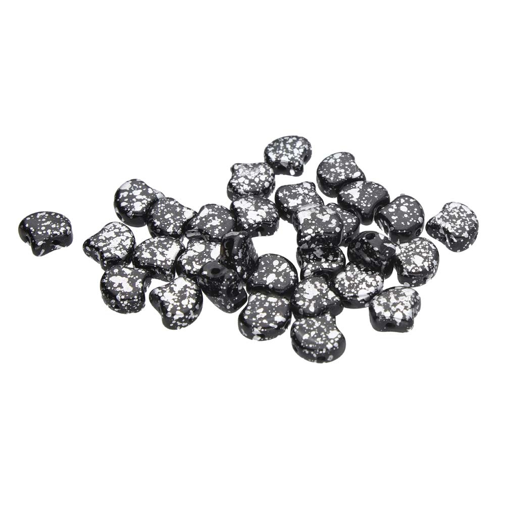 GIN-23980-15481 Matubo 2 Hole Ginko Bead Jet Silver Splash 10 gram-0